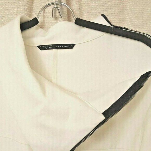 New Zara White Sheath Dress/Tunic Top with Black Accents - Picture 5 of 7